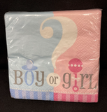 24 Gender Reveal Napkins Baby Reveal Party, Boy or Girl, Baby Shower Napkins 10"