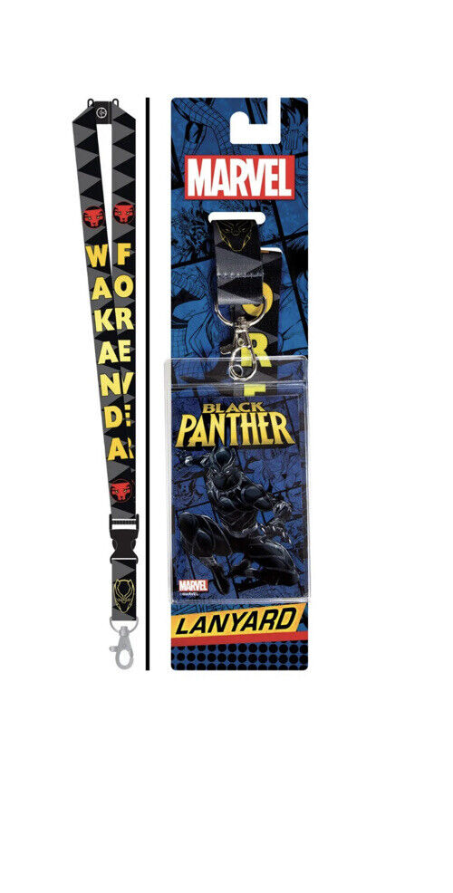 Marvel Comics Black Panther Wakanda Forever Covered Lanyard Black