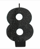 Amscan Black Glitter Birthday Candle Number 8