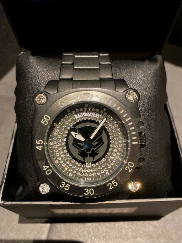 Black Panther Accutime Watch Mens with Stones New In Box