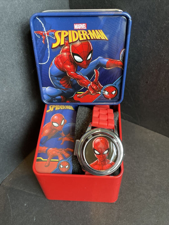 Spiderman Spinner Flip Cover LCD Youth Watch In Collectable Box
