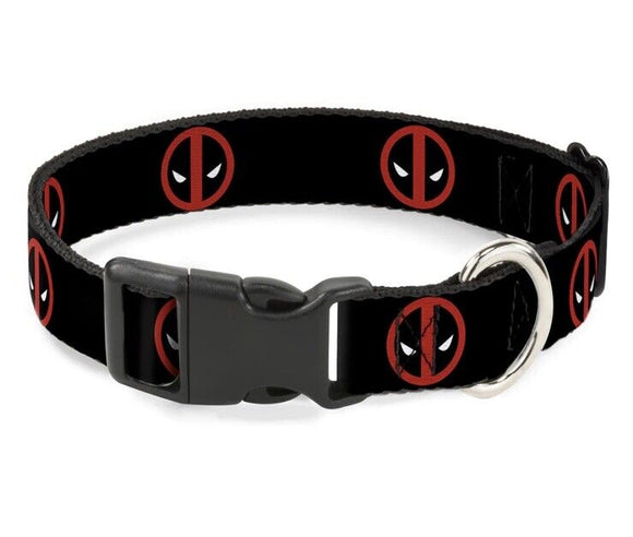 Buckle Down Marvel Deadpool Logo Dog Collar WPD007 Size L Plastic Clip Closure