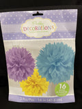 Baby Shower Woodland Welcome Large Fluffy Pom Pom Decorations (3pc)