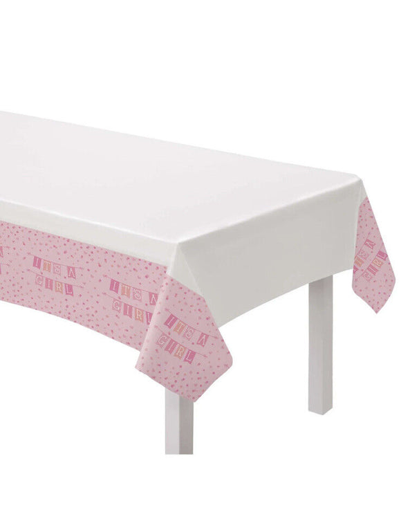 BABY SHOWER PINK It's A Girl  PLASTIC TABLECOVER (1)  Decorations Table