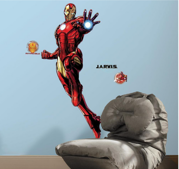 IRON MAN GIANT PEEL AND STICK GIANT WALL DECALS WITH GLOW Roommates NEW