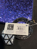 Avenue 9 Purple Glitter Zipper Pouch with Blk Glitter Ring Charm