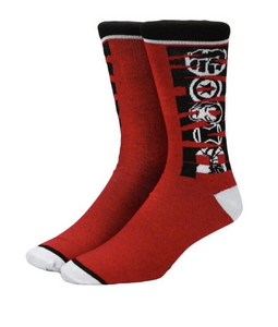 Marvel Comic Book Logo Superheroes Black And Red Crew Socks Sz 10-13