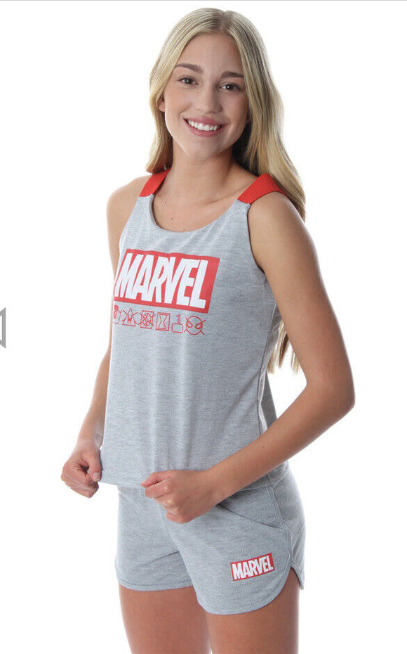 Marvel Logo Womens Tank & Shorts Loungewear Set Size M