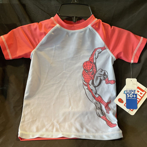 Marvel Spider-Man Toddler Swim Shirt NWT UPF 50+ Boys Top Short Sleeve 4T