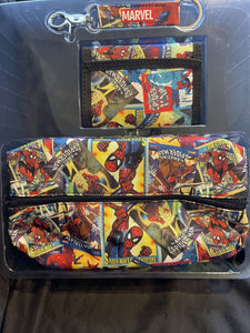 Spiderman Comic 3 Piece Accessory Set Includes Wallet, Key Fob & Toiletry Kit