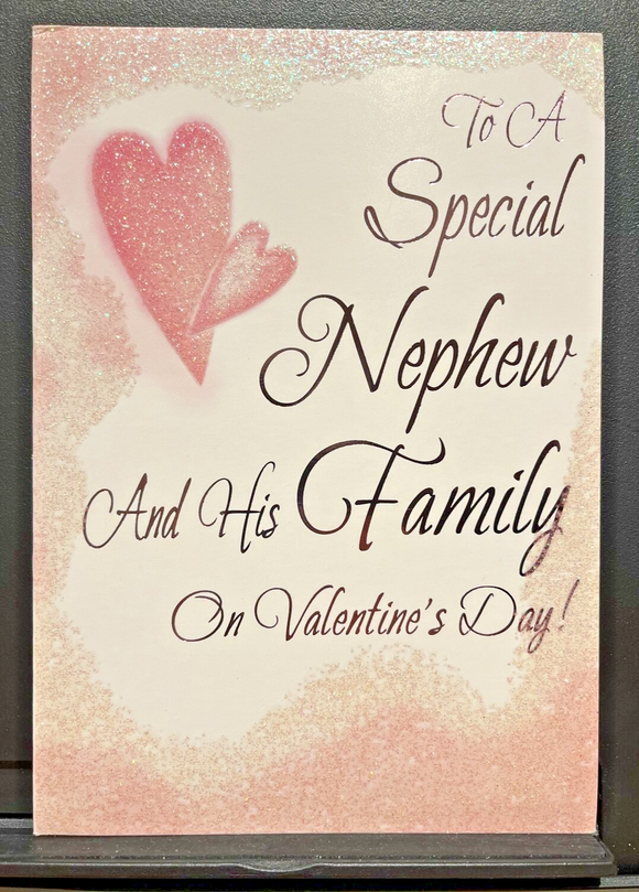 Valentine's Day Nephew and Family Greeting Card w/Envelope