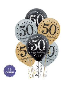 Sparkling Celebration 50 Latex Balloons~50th Birthday Party Latex Balloons 15ct