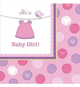 Shower with Love Girl Chevron Polka Dot Baby Shower Party Paper Luncheon Napkins