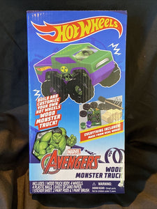 Marvel Hulk Avengers Hot Wheels Wood Monster Truck New In Box Ages 4+