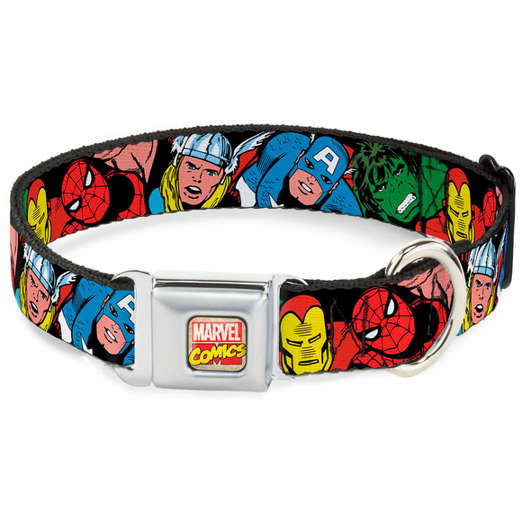 MARVEL COMICS Marvel Comics Logo Full Color Seatbelt Buckle Collar:WAV002 Large