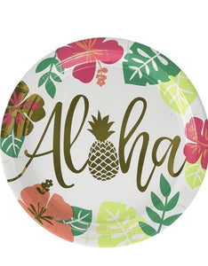 Aloha Summer Luau Tropical Beach Theme Party 10.5" Paper Banquet Plates