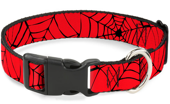 Plastic Clip Collar - Spiderweb Red/Black: WSPD004 15