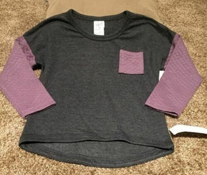 Soffe Girls Quilted Crew Grey/Purple XL (16)