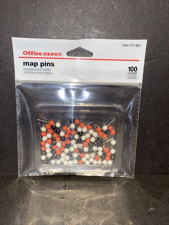 Office Depot Brand Map Pins, Assorted, Pack Of 100