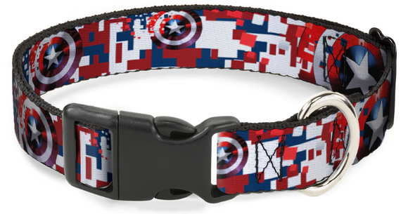 Plastic Clip Collar - Marvel Captain America Shield Digital Camo: WCA041 15