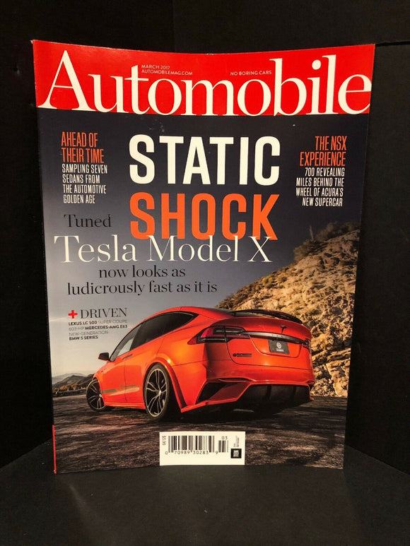 AUTOMOBILE MAGAZINE MARCH/2017..STATIC SHOCK: TESLA MODEL X...BMW 5 SERIES