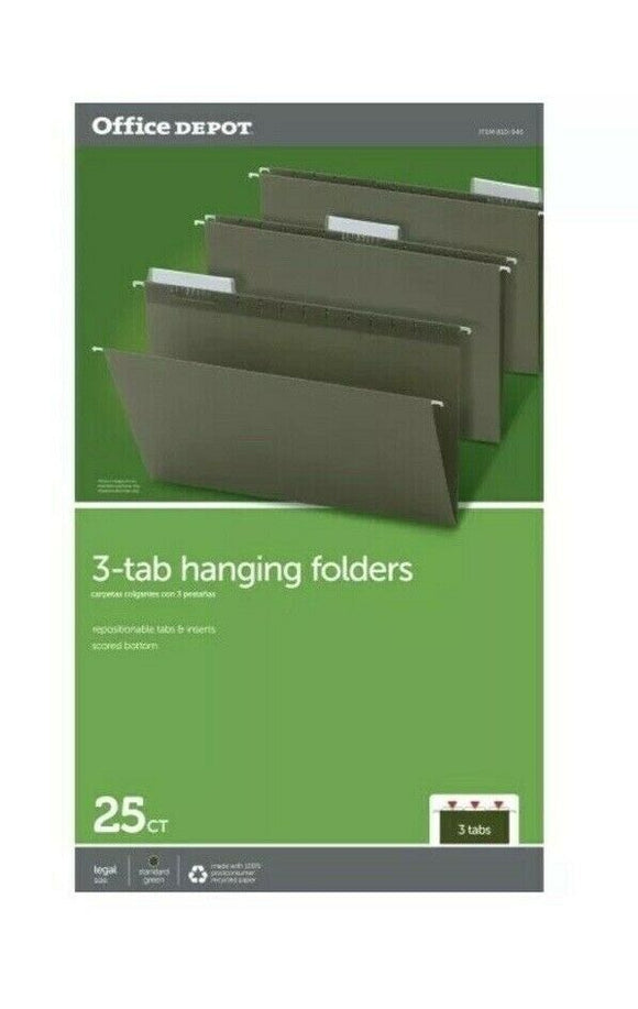 Universal 14215 25/BX 1/5-Cut Tab, Hanging File Folders Legal, Stndard Green New