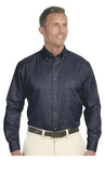 Harriton Men's Easy Blend Pocket Long Sleeve Stain Release Shirt M500 Navy XL
