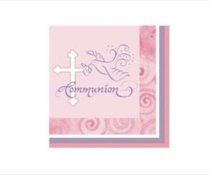 Faithful Dove Pink Communion Lunch Napkins 16Ct