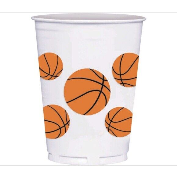 Basketball 14 Oz. Plastic Cups (8 Count)