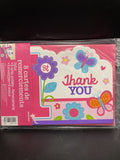 1st Birthday Girls Birthday Party Thank You Cards Flowers Butterflies 8 Count