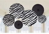 Zebra Print Party Supplies Paper Fan Decorations 6ct.