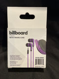 Billboard Stereo Earbuds with Mic W/zippered case One touch remote In Purple