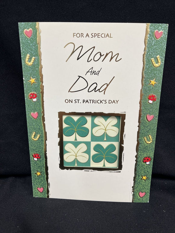 For Mom and Dad on St. Patrick's Day Greeting Card w/Envelope