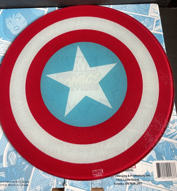 Marvel Captain America Round Tempered Glass 12” Cutting Board