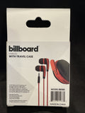 Billboard Stereo Earbuds with Mic and zippered case One touch remote In red
