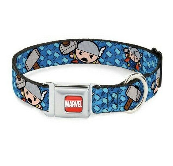 Marvel Kawaii Thor Poses Seatbelt Buckle Collar 1”wide Large Fits 15”-26”