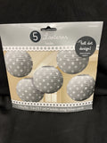 Silver Stamped Foul Polka Dot Paper Lantern Decorations  5 count