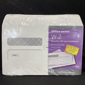 Office Depot Brand 25Ct  Self-Seal Envelopes For W-2 Tax Forms, 9-1/4"W