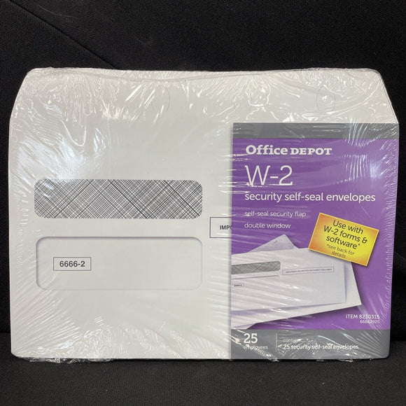 Office Depot Brand 25Ct  Self-Seal Envelopes For W-2 Tax Forms, 9-1/4