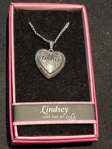 Heart Picture Locket With Love Necklace 16-18" Chain Lindsey
