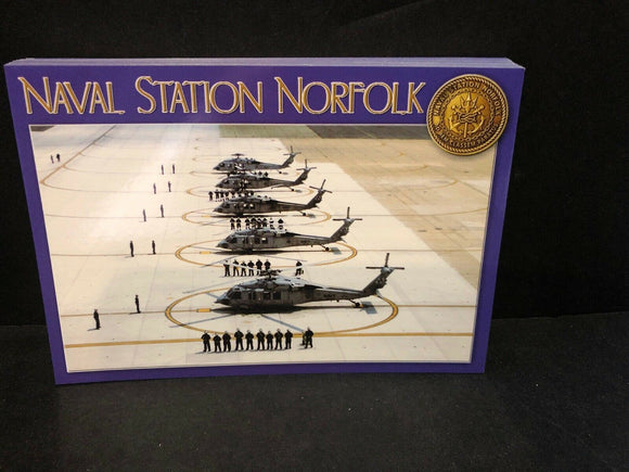 Naval Station Norfolk Virginia US Navy Base Helicopter  Military Postcard Purple