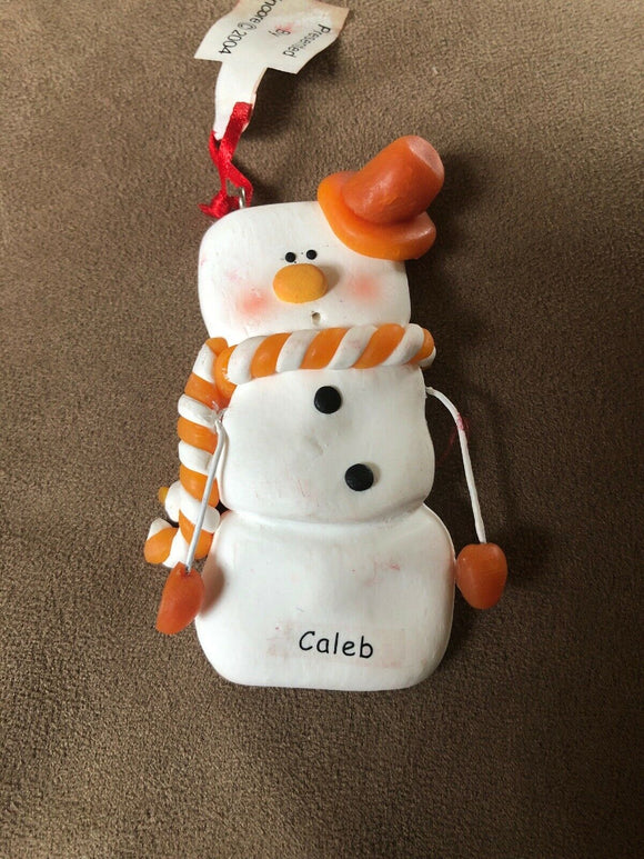 Caleb Personalized Snowman Ornament Encore 2004 NEW