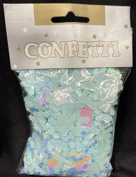 Easter/Christening/ Religious LIGHT BLUE Crosses & Bibles - Confetti 2.5 oz