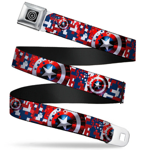 MARVEL AVENGERS Captain America Shield Seatbelt Belt Red Webbing- WCA041 24"-38"