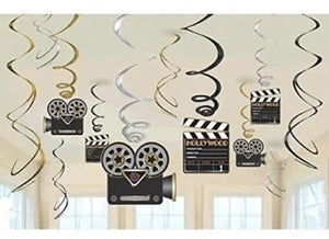 Lights Camera Action Movie Night Hollywood Party Hanging Swirl Decorations