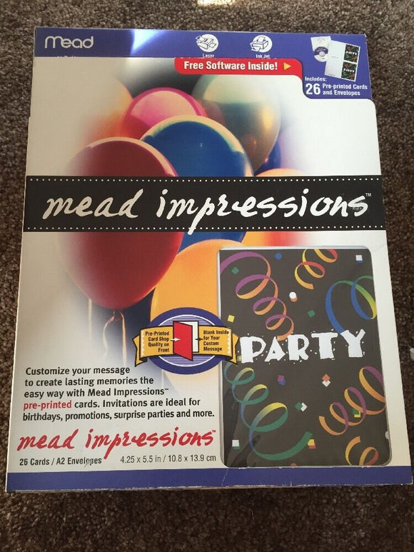 Party Invitation Mead Impressions 26 Cards New