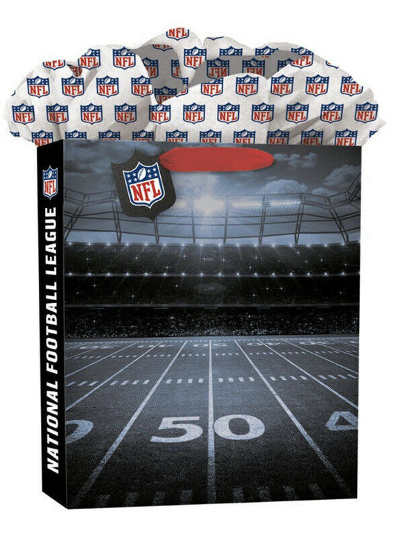 Official NFL LARGE GoGo Gift Bags W/ Built In Tissue Bloom NEW