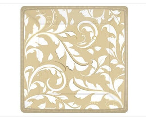 Gold Elegant Scroll Plates 7 Inches, 8 per Package