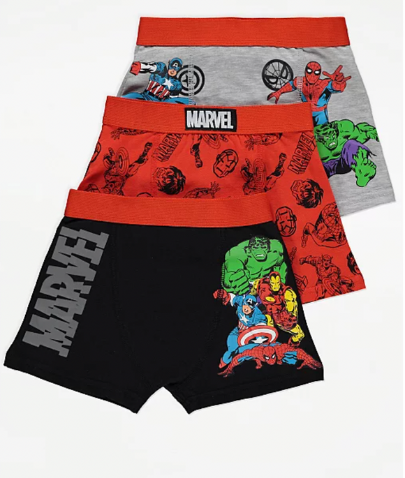 Marvel Superhero Trunks Boxers 3 Pack George.com 7-8 Years