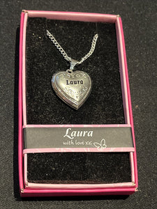Heart Picture Locket With Love Necklace 16-18" Chain Laura